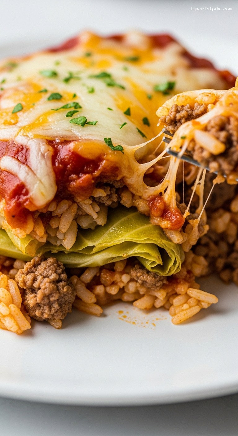 Cozy Beef Cabbage Roll Casserole – Closeup