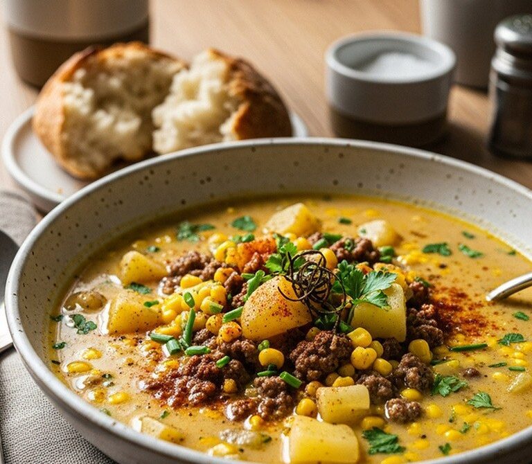 Creamy Beef and Corn Chowder with Smoked Paprika