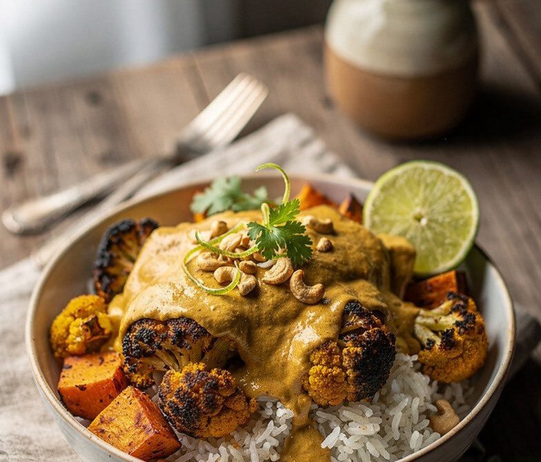 Creamy Cashew Coconut Curry Sauce with Lime and Garlic