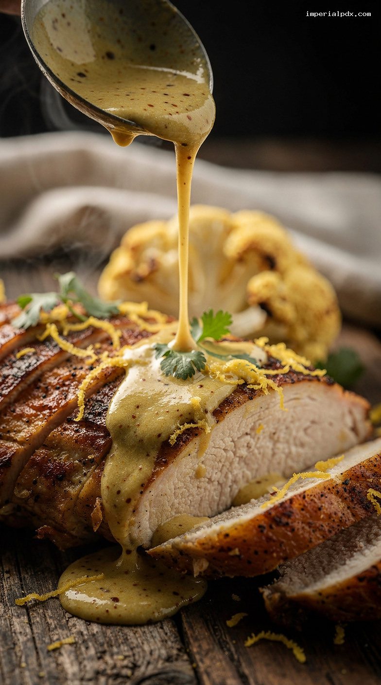 Creamy Curry Butter Sauce with Lemon and Ginger – Closeup