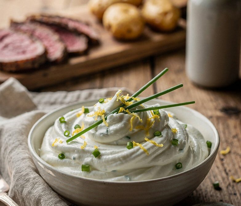 Creamy Horseradish Chive Sauce with Lemon and Sour Cream