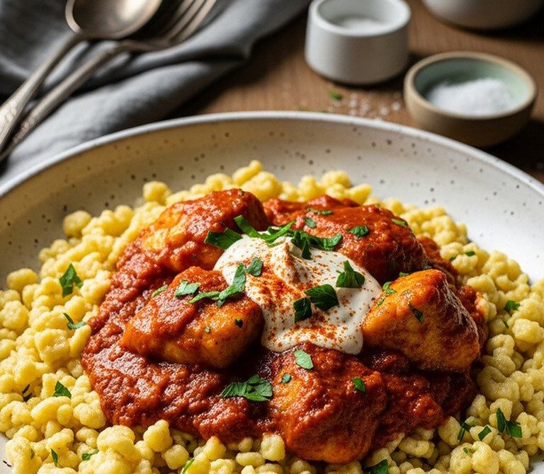 Creamy Hungarian Fish Paprikash with Spaetzle
