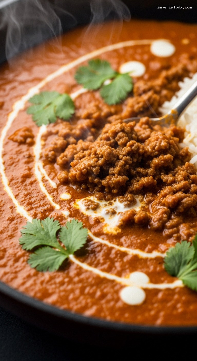 Creamy Skillet Beef Tikka Masala – Closeup