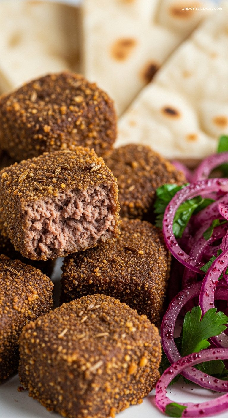 Crispy Arnavut Ciğeri Lamb Liver Bites With Sumac Onions – Closeup