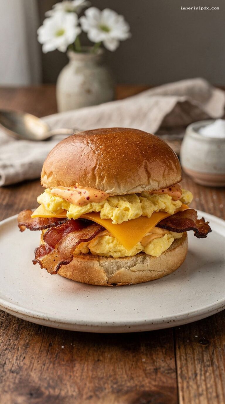 Crispy Bacon Egg and Cheese Brioche Breakfast Sandwich – Imperial Recipes