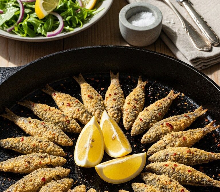 Crispy Black Sea Hamsi Tava with Lemon