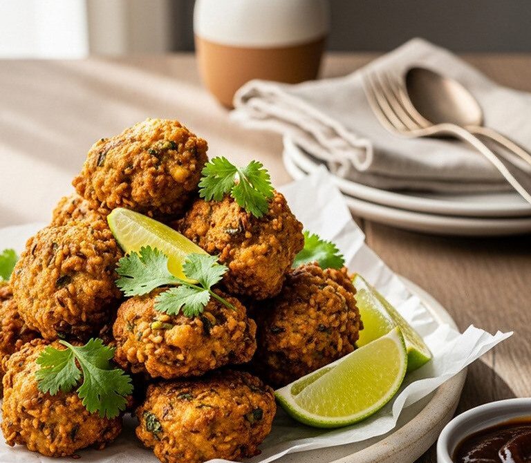 Crispy Indian Fish Pakoras With Tamarind Mint Chutney