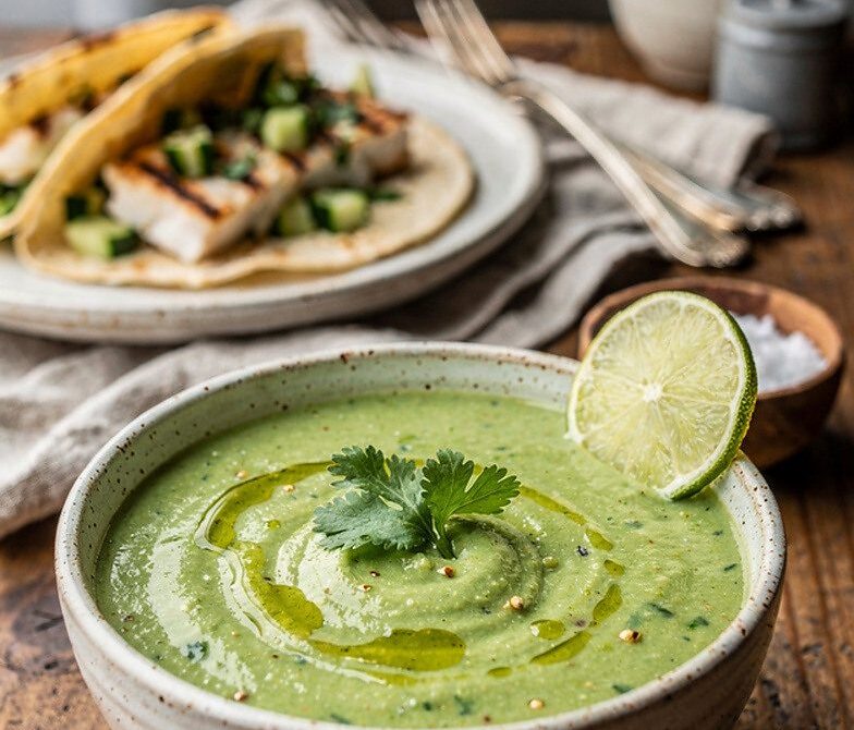 Cucumber Cilantro Lime Salsa Verde for Fish and Tacos