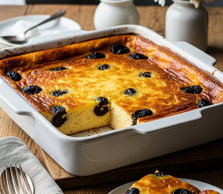 Custardy Far Breton with Rum-Soaked Prunes