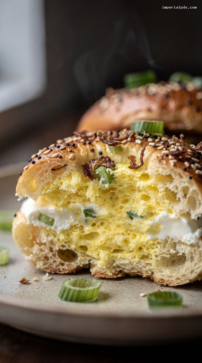 Everything Bagel Egg Bites With Cream Cheese and Scallions – Closeup