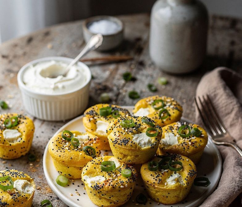 Everything Bagel Egg Bites With Cream Cheese and Scallions