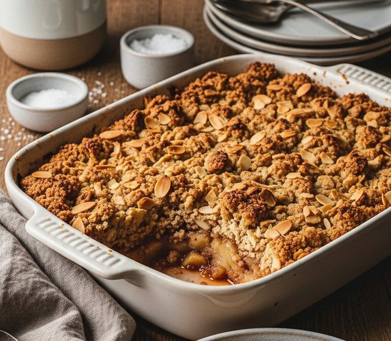 French Bakery-Style Apple Crumble With Crème Fraîche