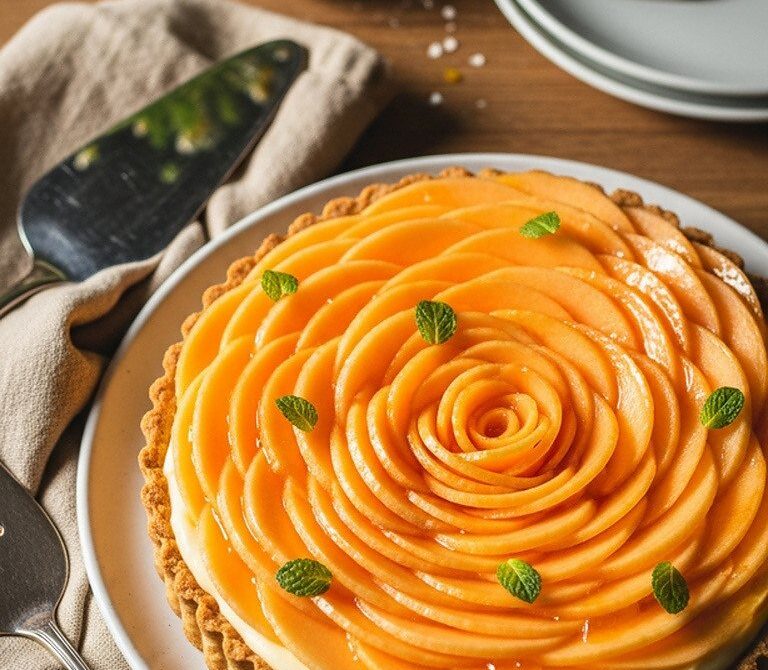 French Melon Tart with Vanilla Custard