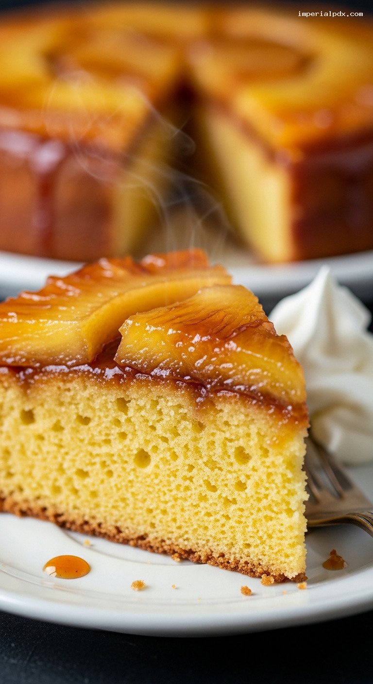 French-Style Pineapple Upside-Down Cake with Rum and Vanilla – Closeup
