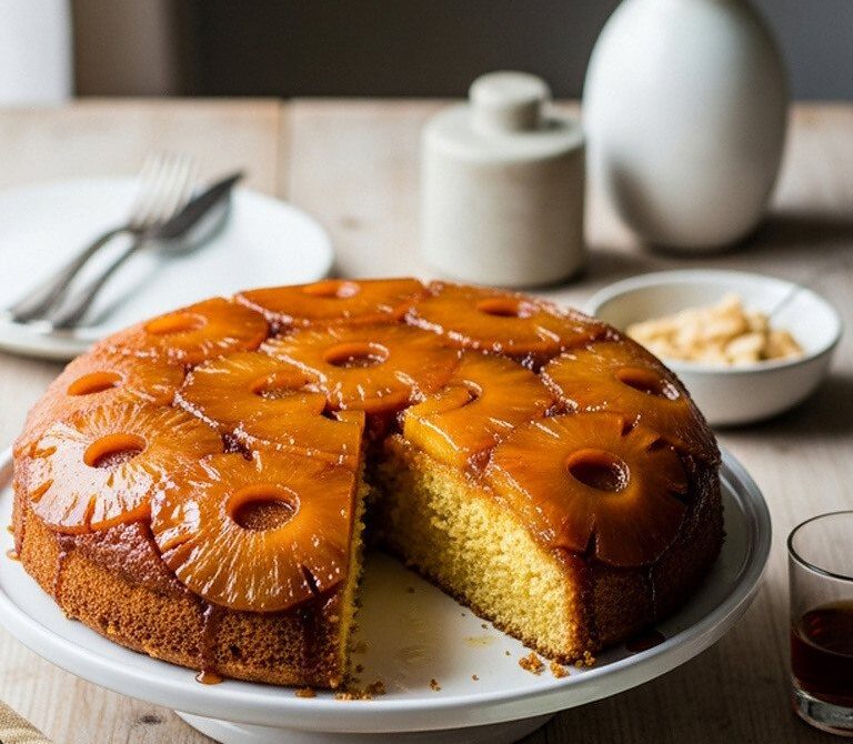 French-Style Pineapple Upside-Down Cake with Rum and Vanilla