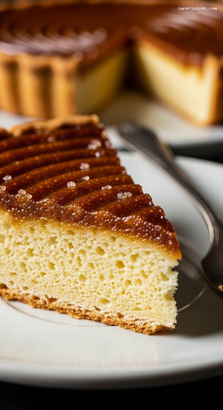 French Tarte au Sucre With Caramelized Custard Topping – Closeup