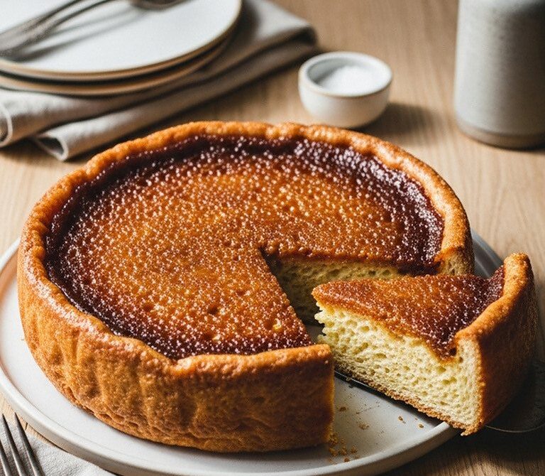 French Tarte au Sucre With Caramelized Custard Topping