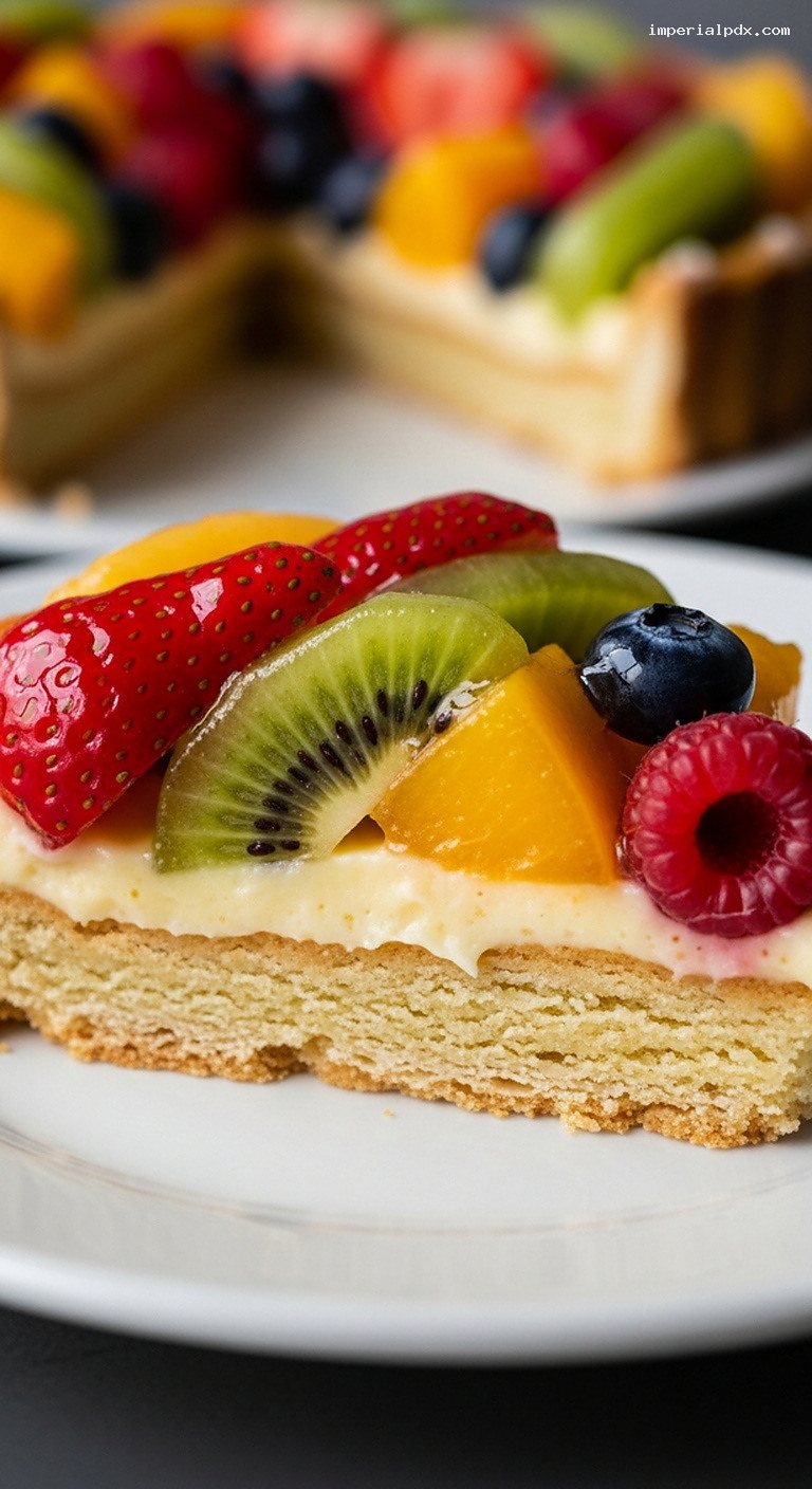 Fresh Fruit Tart with Pastry Cream – Closeup