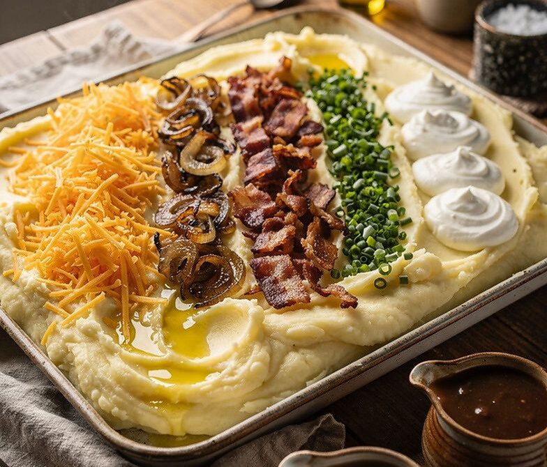 Fully Loaded Garlic Mashed Potato Bar With Toppings