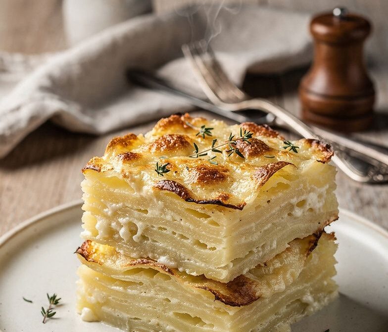 Garlic Gruyère Dauphinoise Potatoes Baked Golden and Bubbling