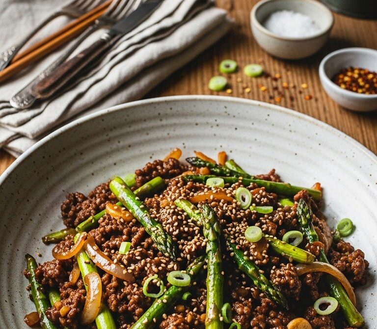 Garlicky Beef and Asparagus Stir-Fry with Soy Ginger