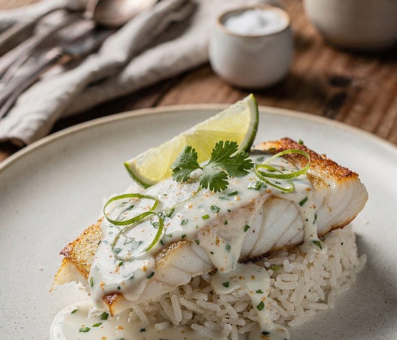 Ginger-Lime Coconut Drizzle with Chili and Cilantro