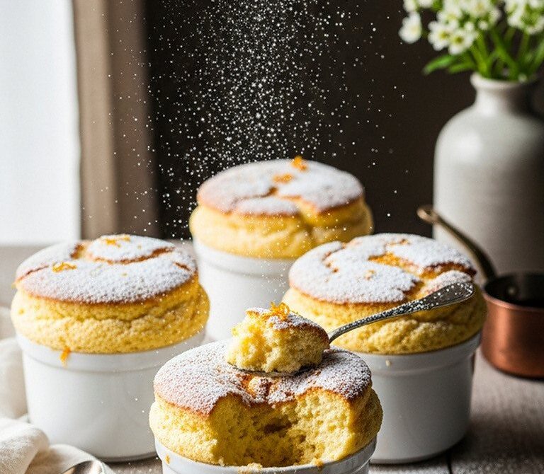 Grand Marnier Orange Soufflé with Powdered Sugar