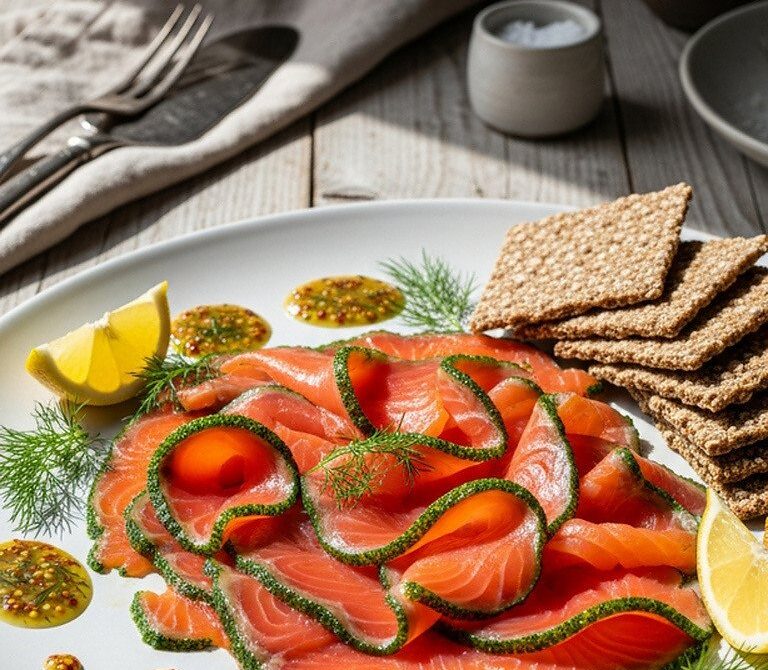 Gravlax-Style Cured Salmon with Mustard Dill Sauce
