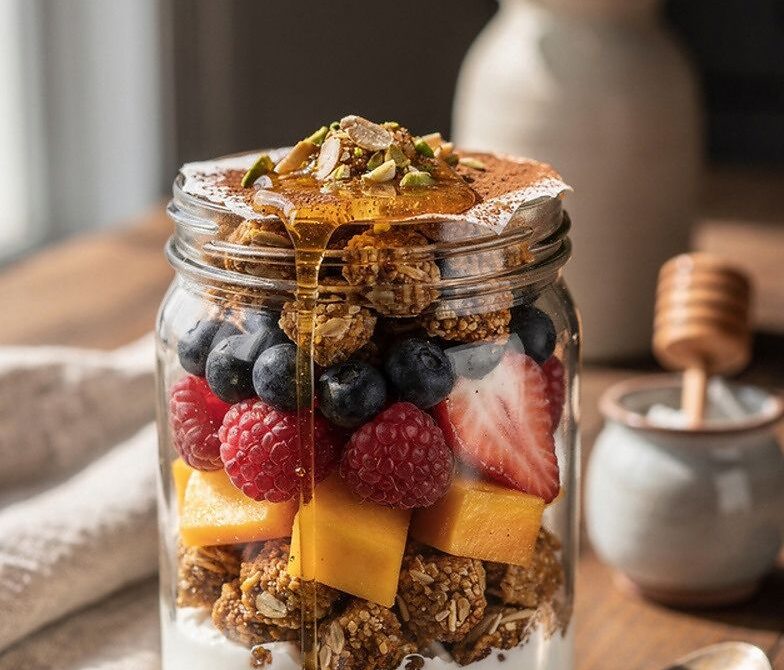 Greek Yogurt Parfait With Honey, Granola, and Fresh Fruit