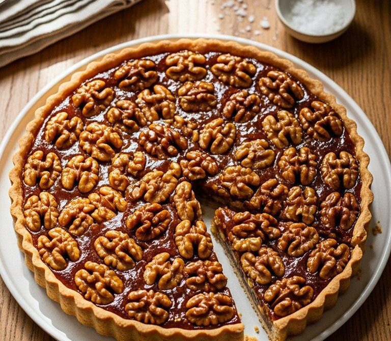 Grenoble Walnut Tart with Caramel Walnut Filling