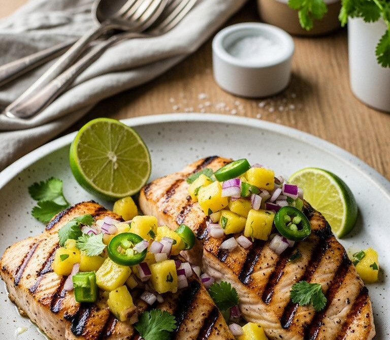 Grilled Mahi-Mahi With Pineapple Jalapeño Salsa and Lime