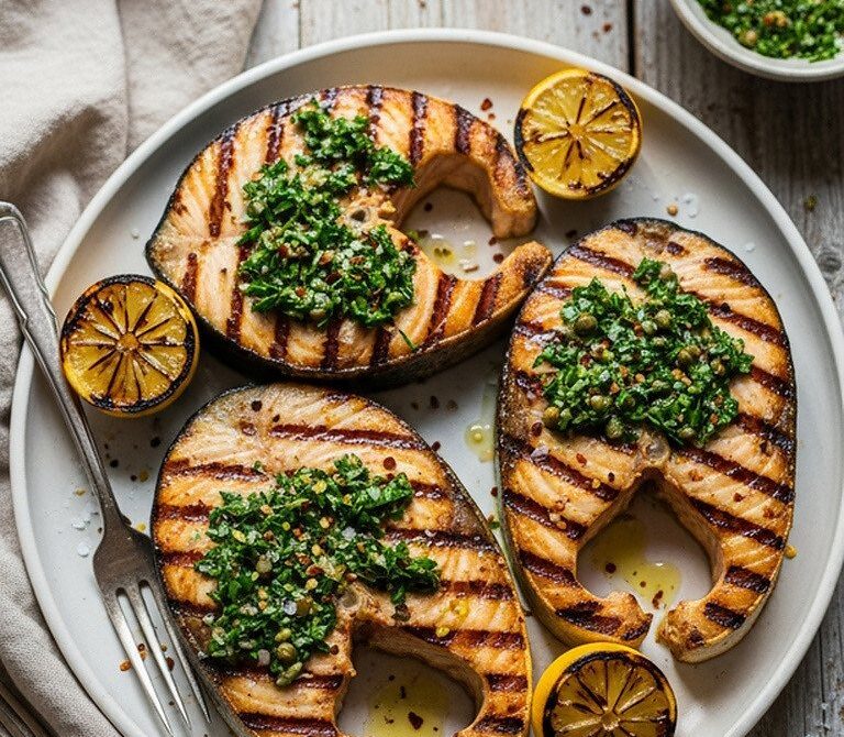 Grilled Swordfish Steaks With Caper-Herb Gremolata