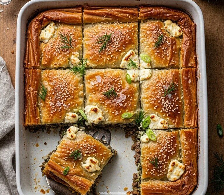 Ground Beef Spanakopita Bake With Spinach and Dill