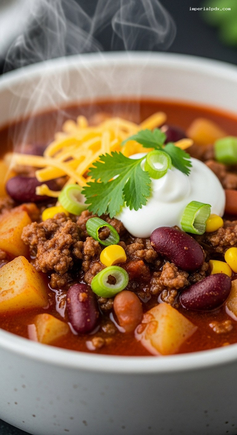 Hearty Texan Cowboy Stew With Beef and Beans – Closeup