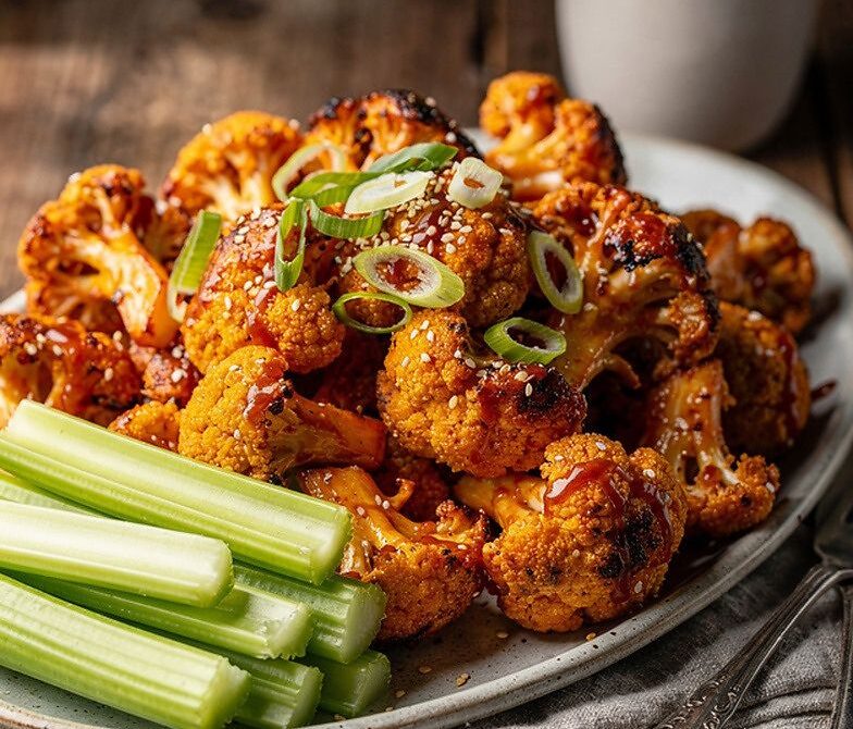 Honey-Sriracha Cauliflower Wings with Ranch Dip