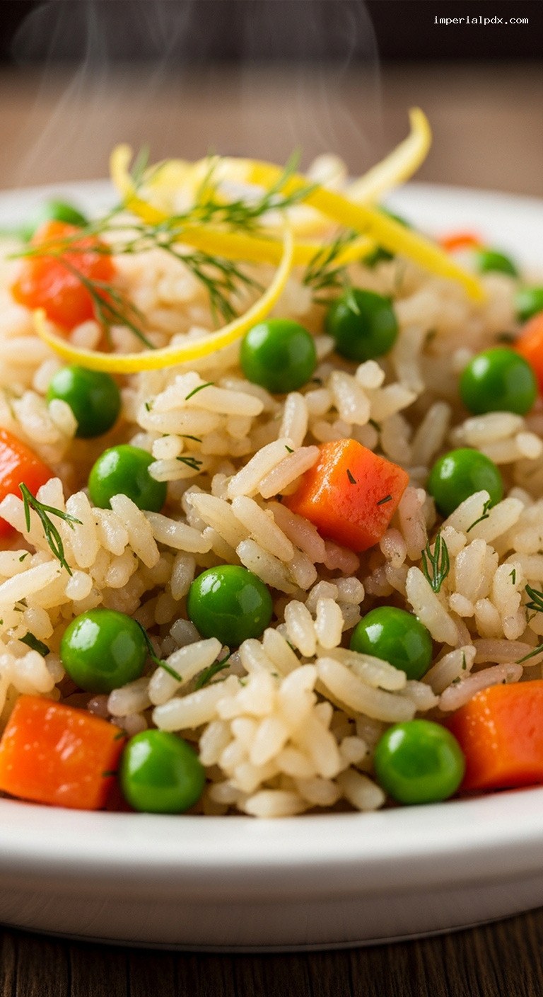 Imam’s Vegetable Pilaf with Dill and Lemon Zest – Closeup