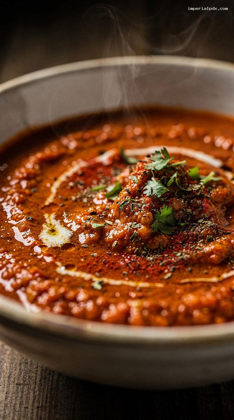 Indian Tomato-Onion Masala Sauce With Ginger, Garlic, and Spices – Closeup