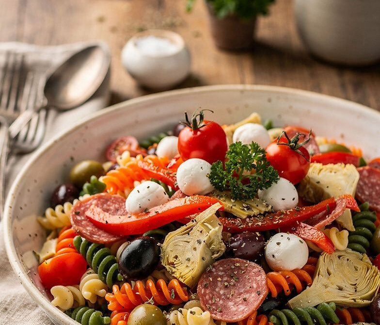 Italian Antipasto Pasta Salad With Oregano Red Wine Vinaigrette