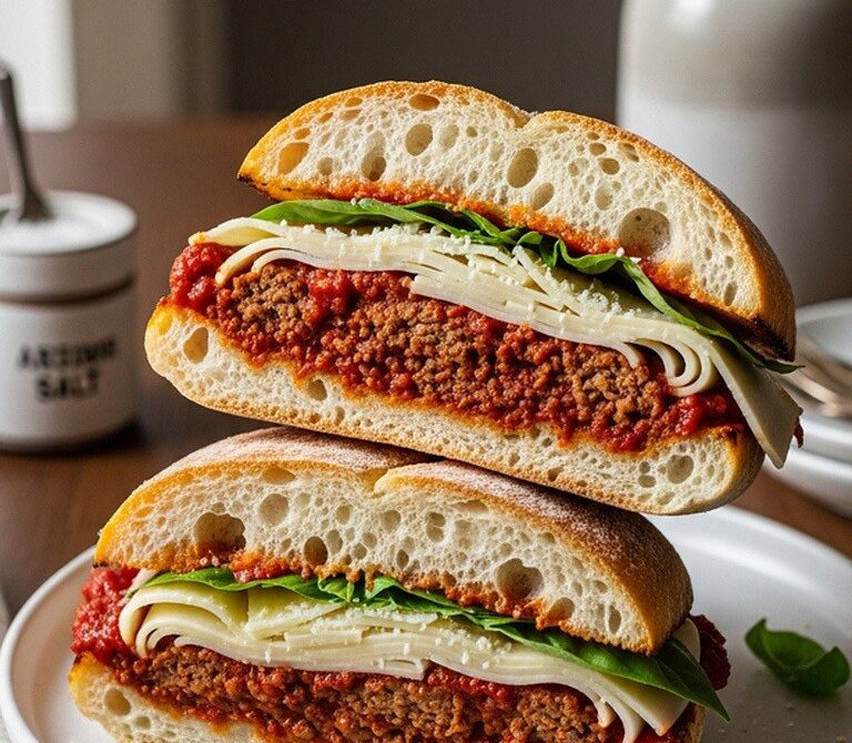Italian Beef-Stuffed Ciabatta Melts with Provolone and Basil