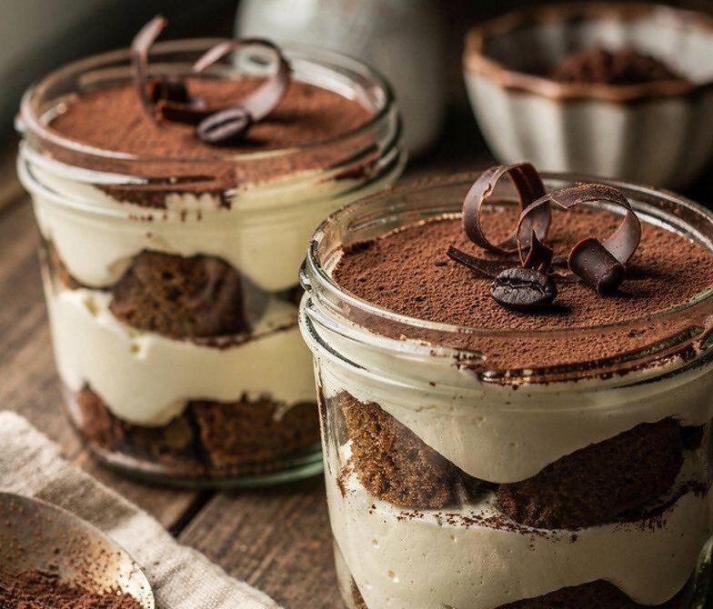 Italian Tiramisu Cups With Espresso Ladyfingers and Mascarpone Cream