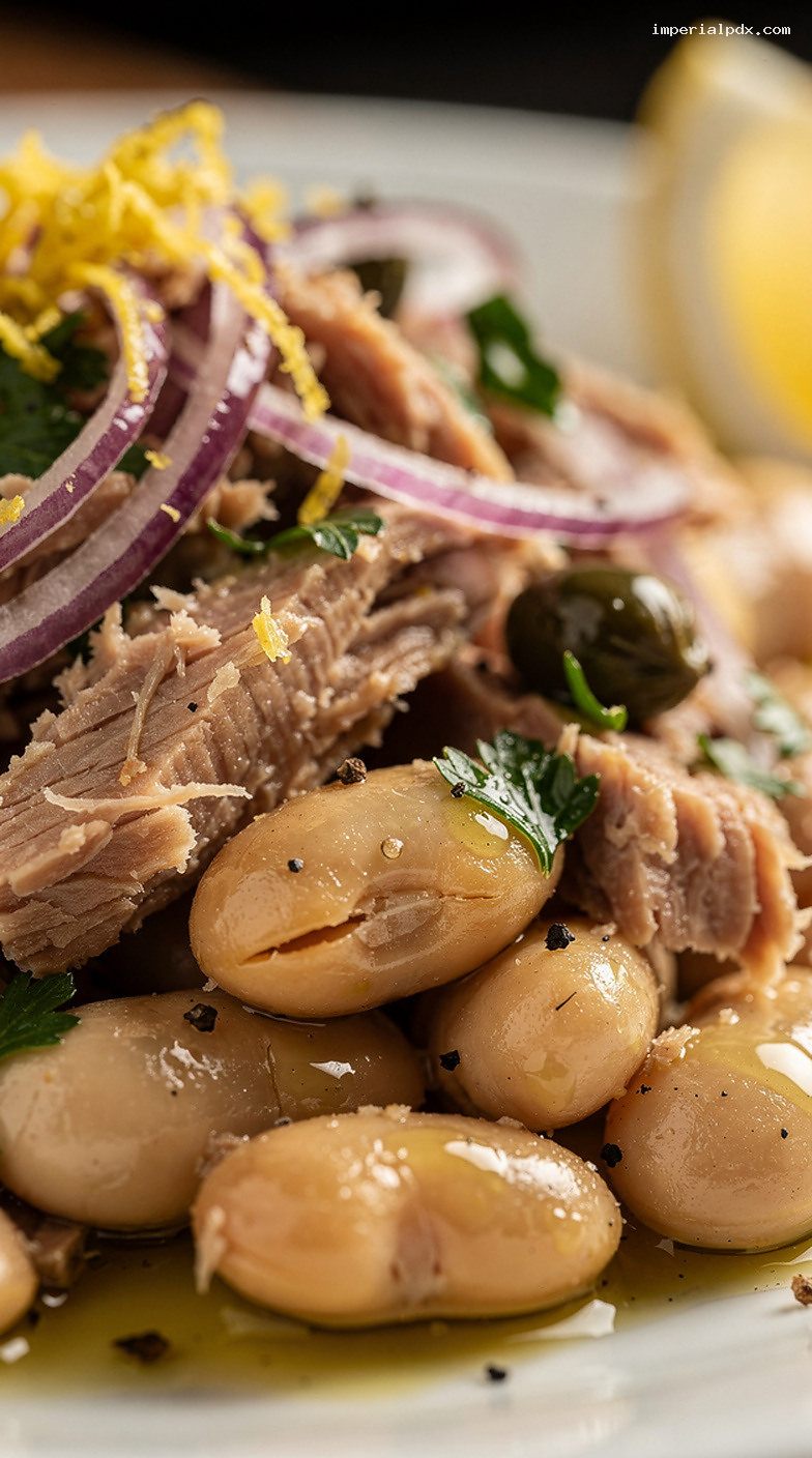 Italian Tonno E Fagioli Salad With Tuna and White Beans – Closeup