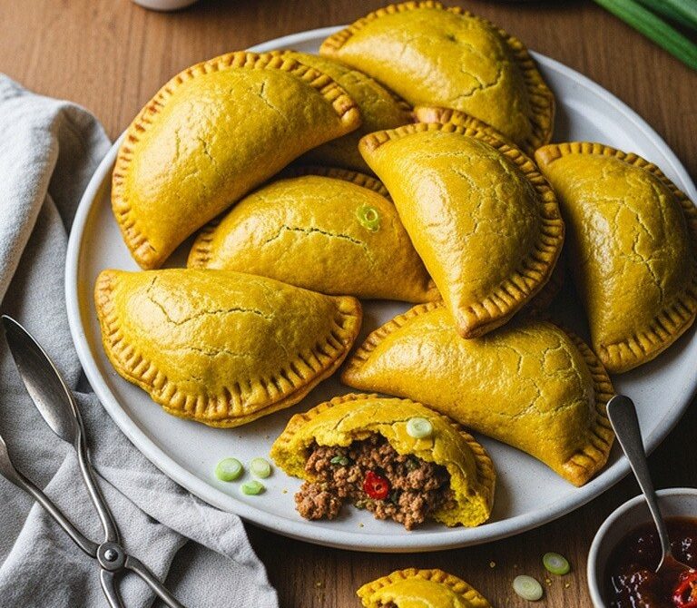 Jamaican Beef Patties with Flaky Turmeric Crust