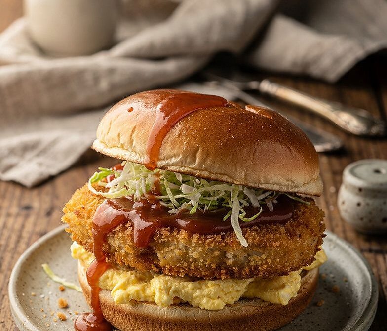 Katsu Chicken and Soft Egg Breakfast Sandwich