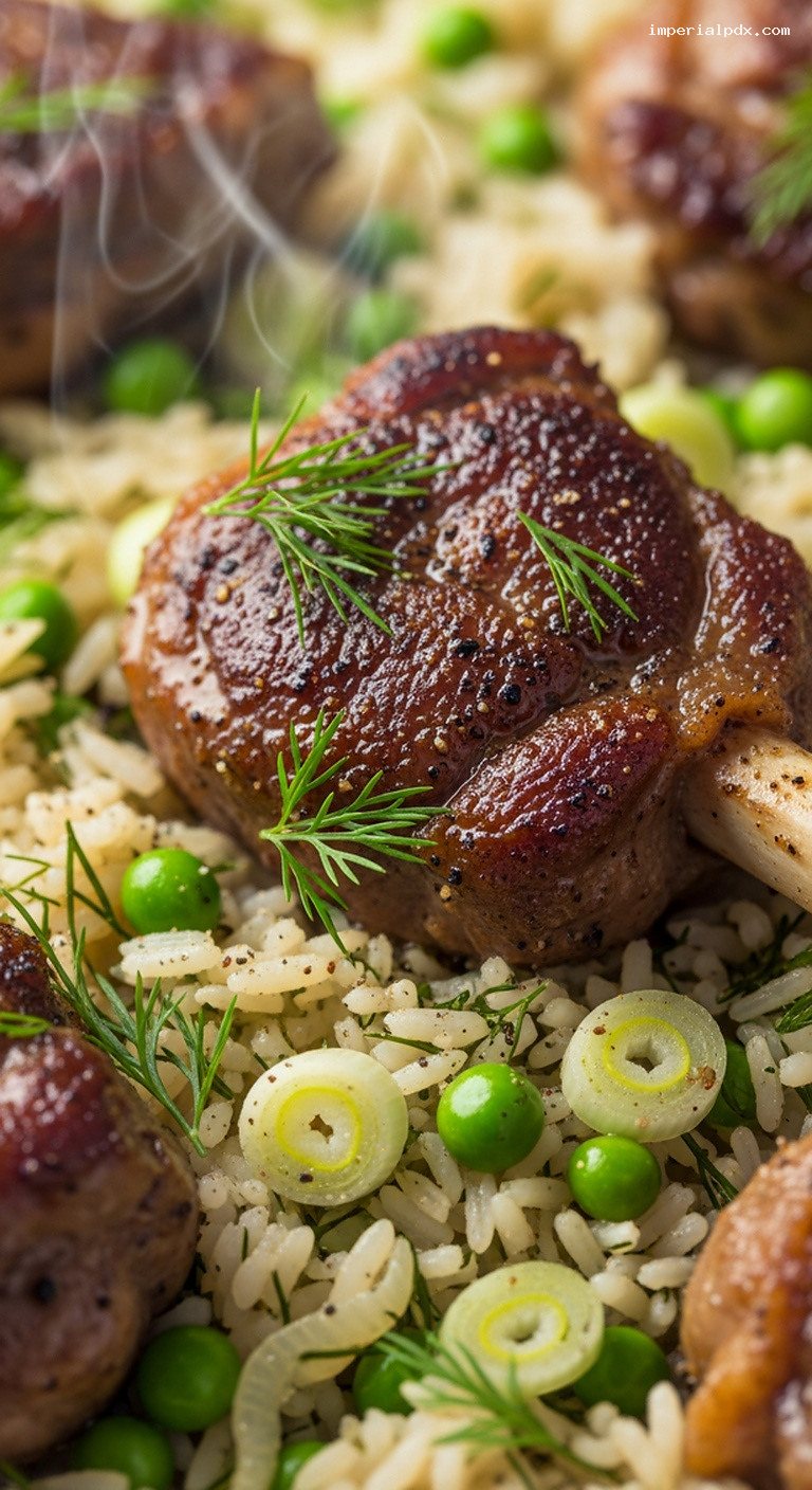 Kuzu Kapama Spring Lamb and Rice Bake – Closeup