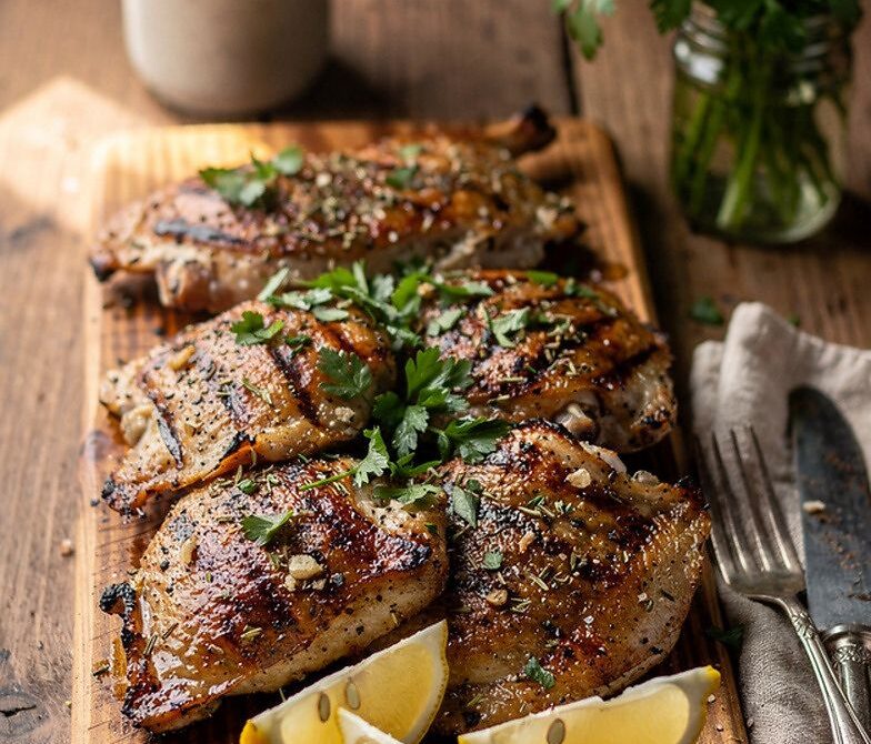 Lemon Herb Cedar-Plank Grilled Chicken