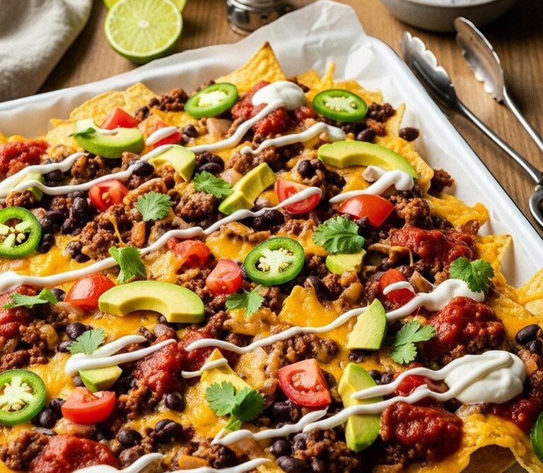 Loaded Beef Nachos with Black Beans and Jalapeños