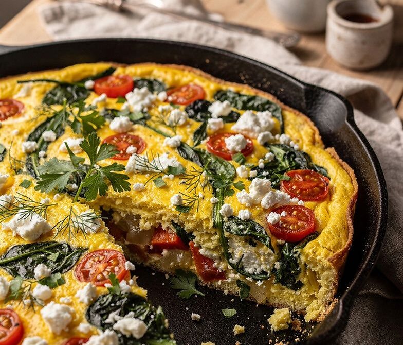 Mediterranean Veggie Frittata With Feta and Fresh Herbs