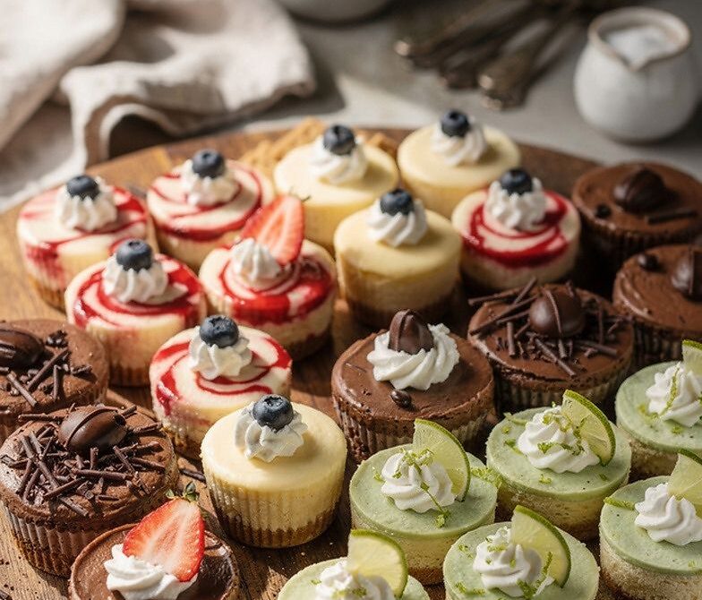 Mini Cheesecake Assortment with New York, Strawberry, Espresso, and Key Lime