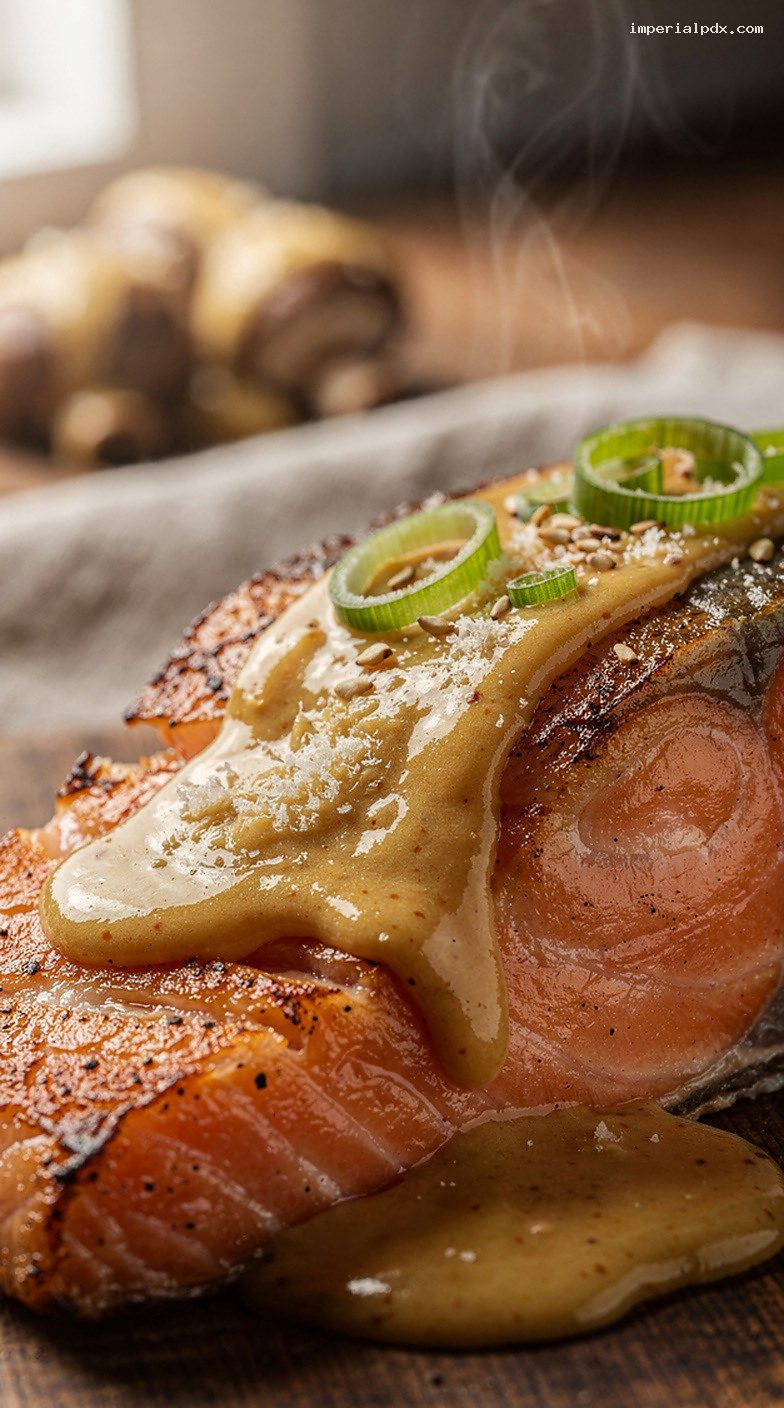 Miso Butter Pan Sauce With Garlic and Mirin – Closeup