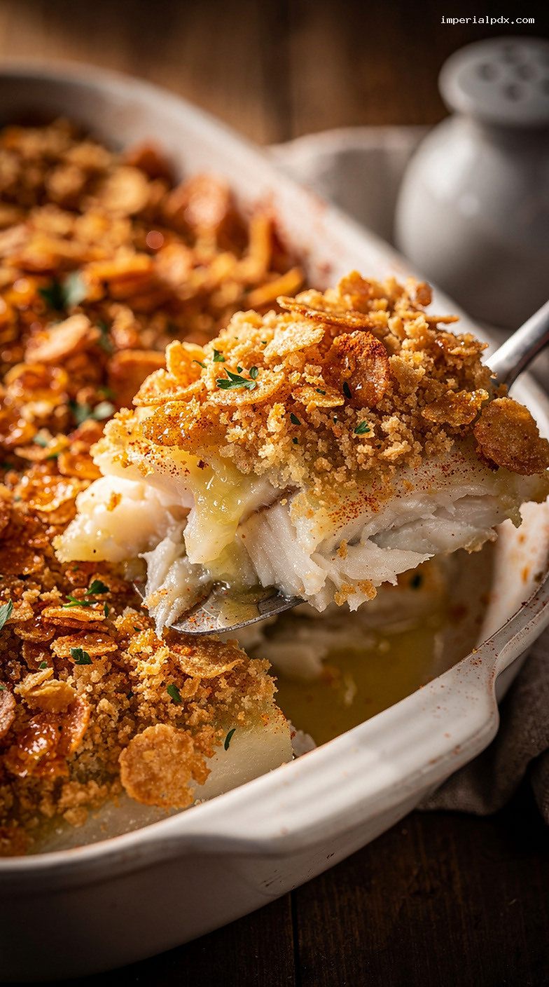 New England Baked Haddock With Buttery Crumb Topping – Closeup